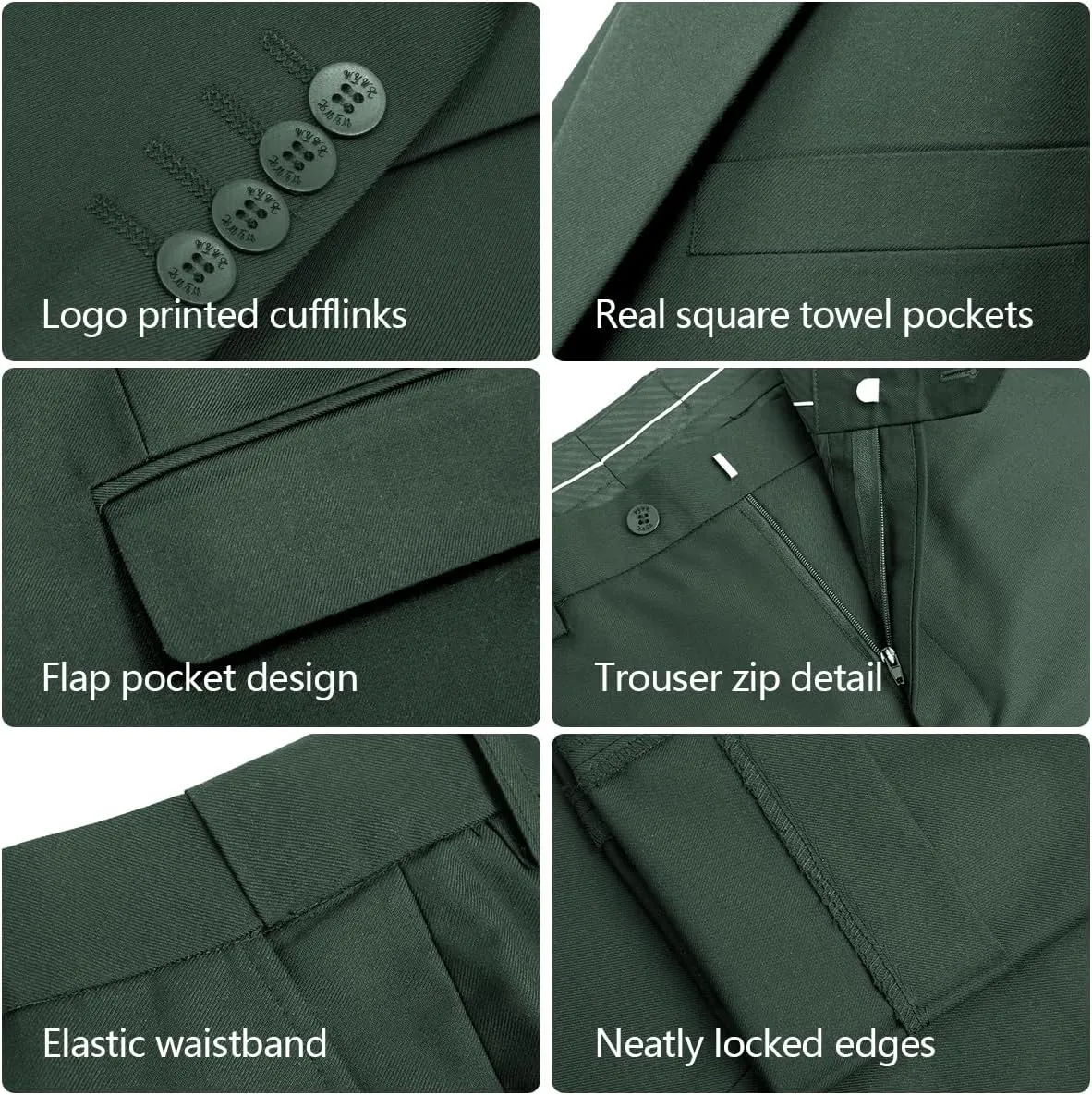 2 Piece Men's Suit One Button Slim Fit Suit for Men Solid Color Blazer and Pants Tie and Square Wedding Business Party