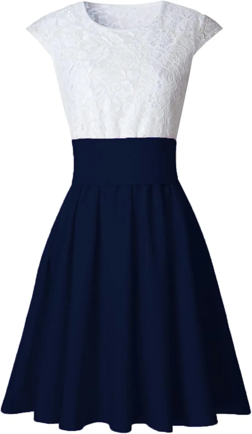 2023 Women's Summer Dress Sleeveless Ruffle Sleeve Round Neck Mini Dress Fashion Colorblock Flowy Tunic Dress