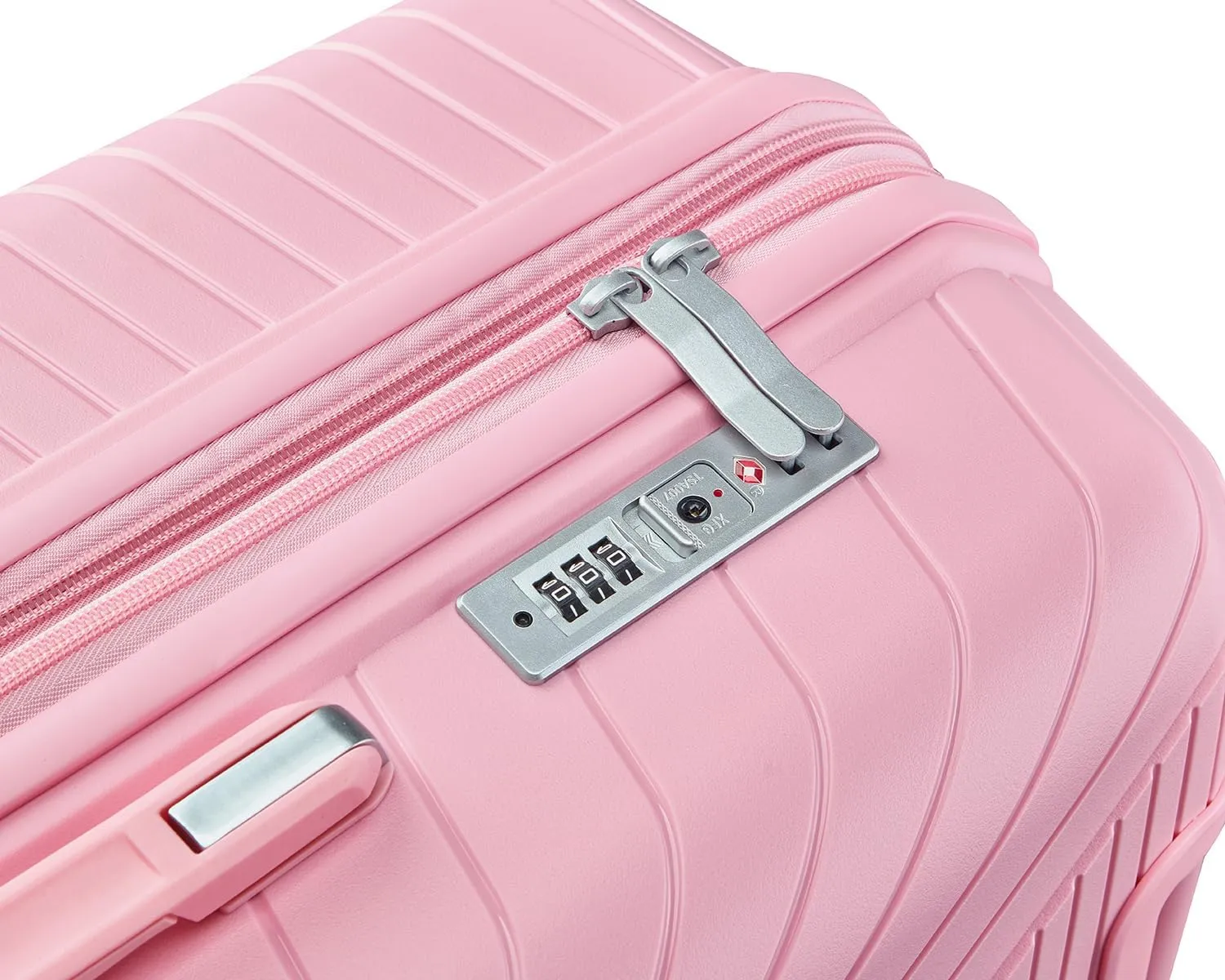 4 Piece Expandable Lightweight Suitcase Set with 4 Double 360 Mute Spinner Wheels, PP Material, TSA Lock, Travel Luggage for Family, Business, and Personal Use (14"/20"/24"/28") (Pink)