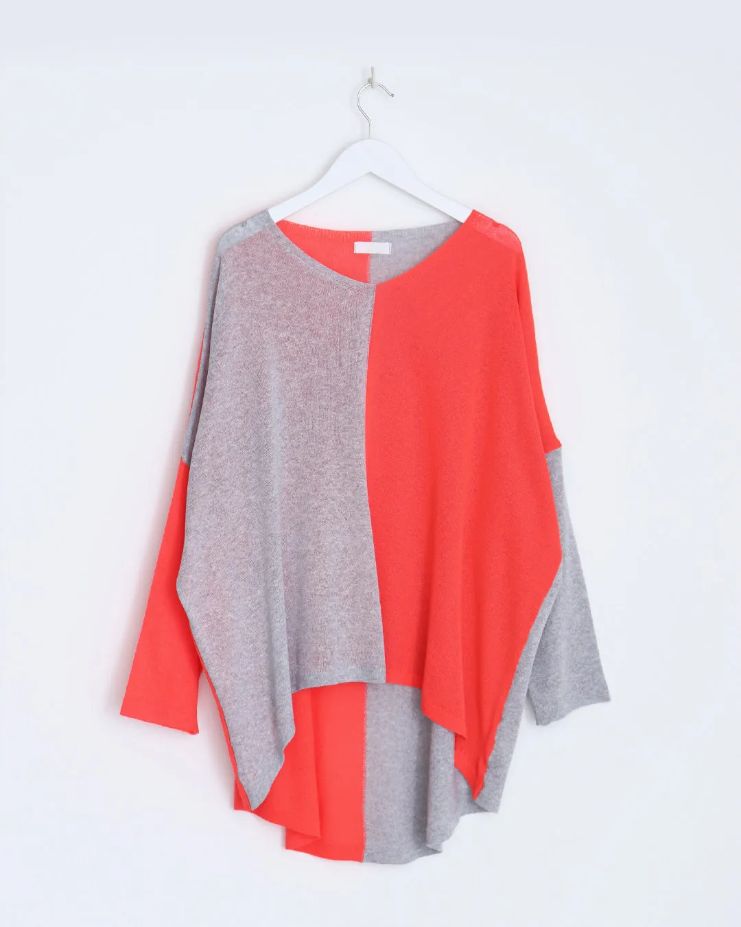 Anna Two-Tone Jumper - Grey / Coral