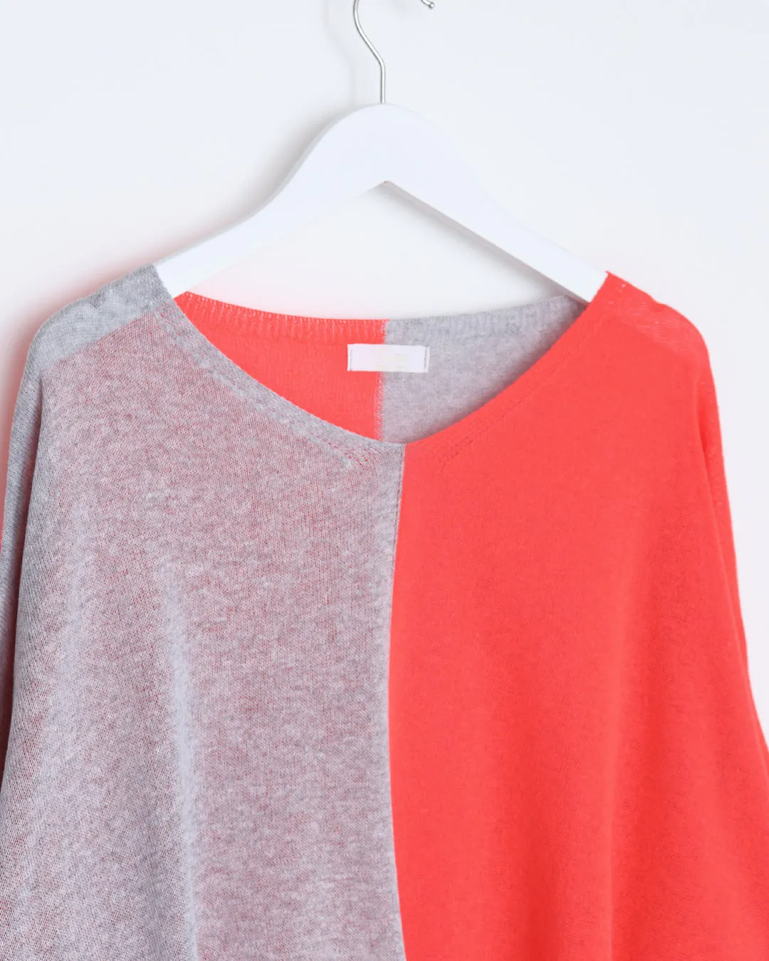 Anna Two-Tone Jumper - Grey / Coral