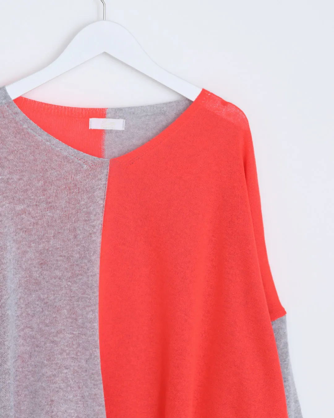 Anna Two-Tone Jumper - Grey / Coral