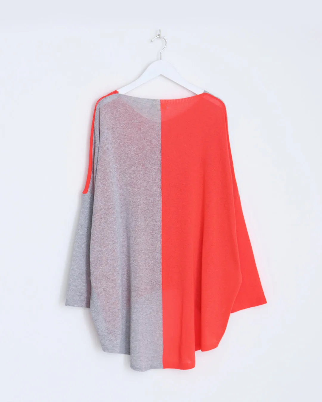 Anna Two-Tone Jumper - Grey / Coral