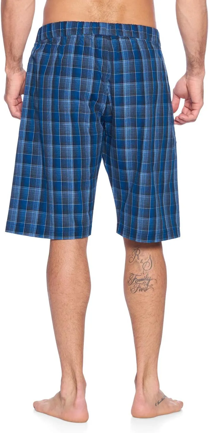 Ashford & Brooks Mens Woven Pajama Shorts Set Short Sleeve Button Down Boxer PJs
