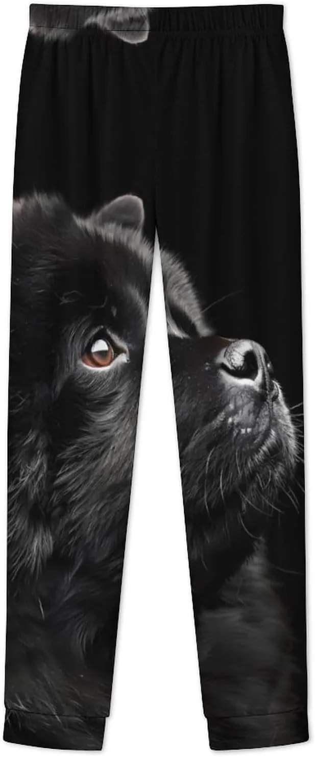 Black Chow Chow Women's Two Piece Pajama Set Long Sleeve Sleepwear Nightwear Soft Pj Sets Loungewear