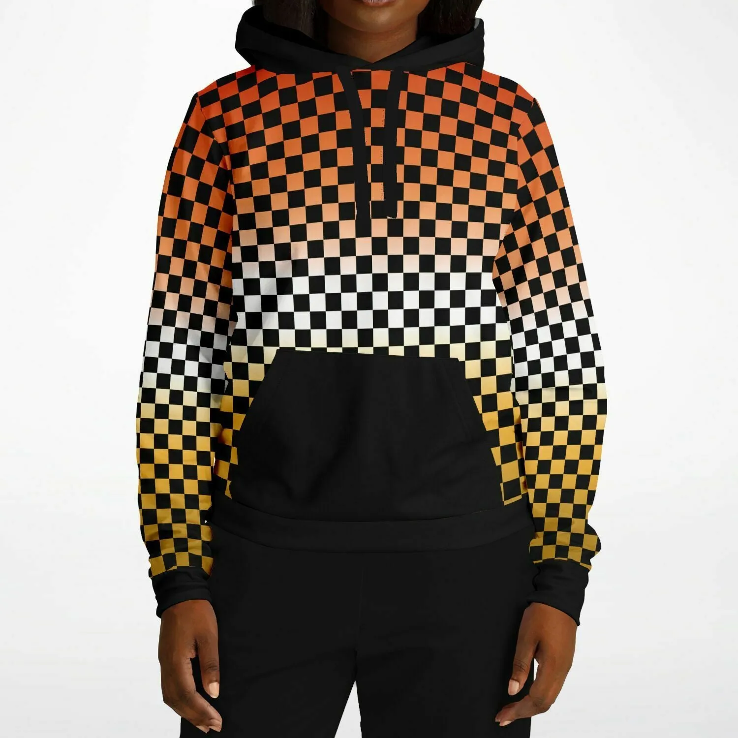 Butch Lesbian Pride Black Contrast Checkered Pullover Hoodie