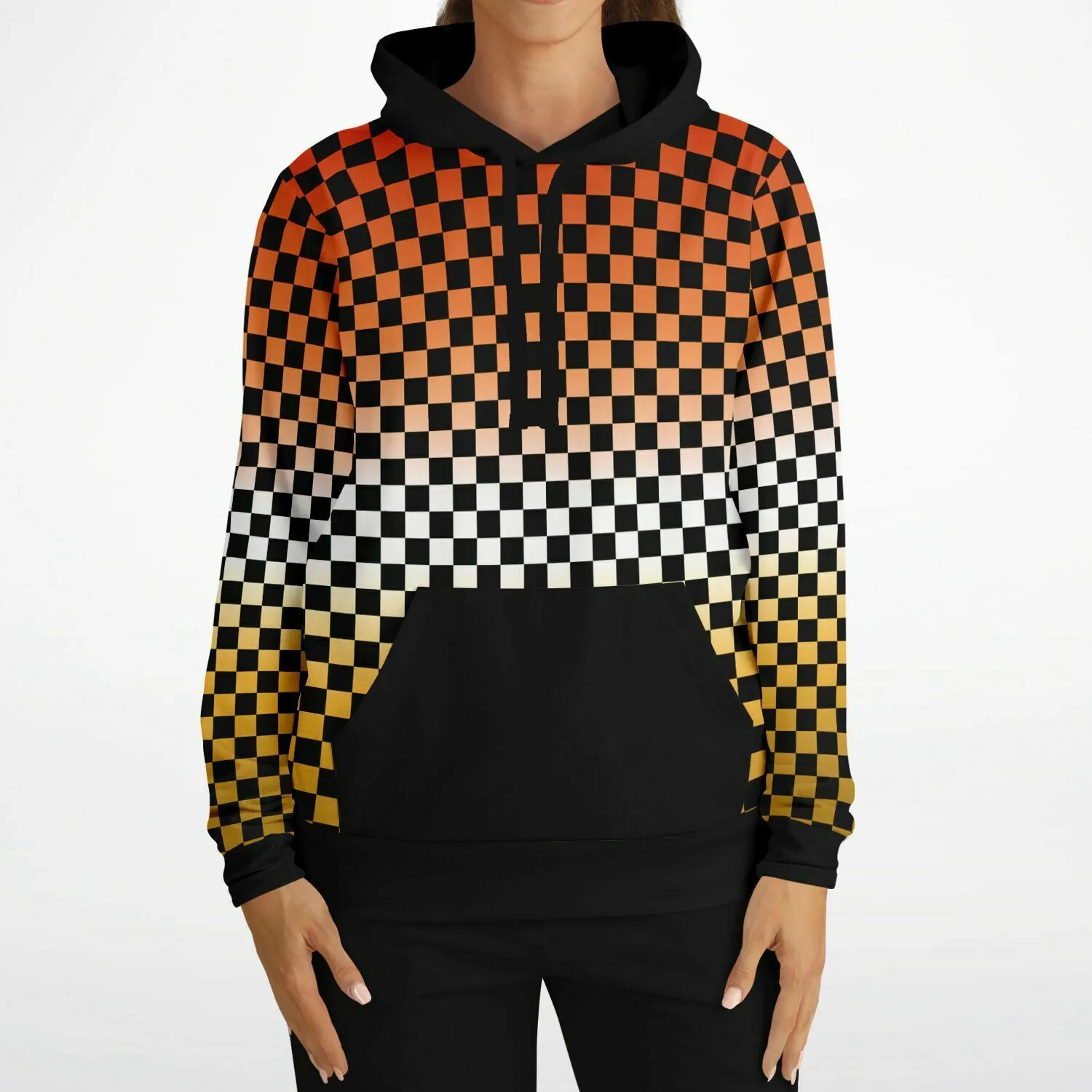 Butch Lesbian Pride Black Contrast Checkered Pullover Hoodie