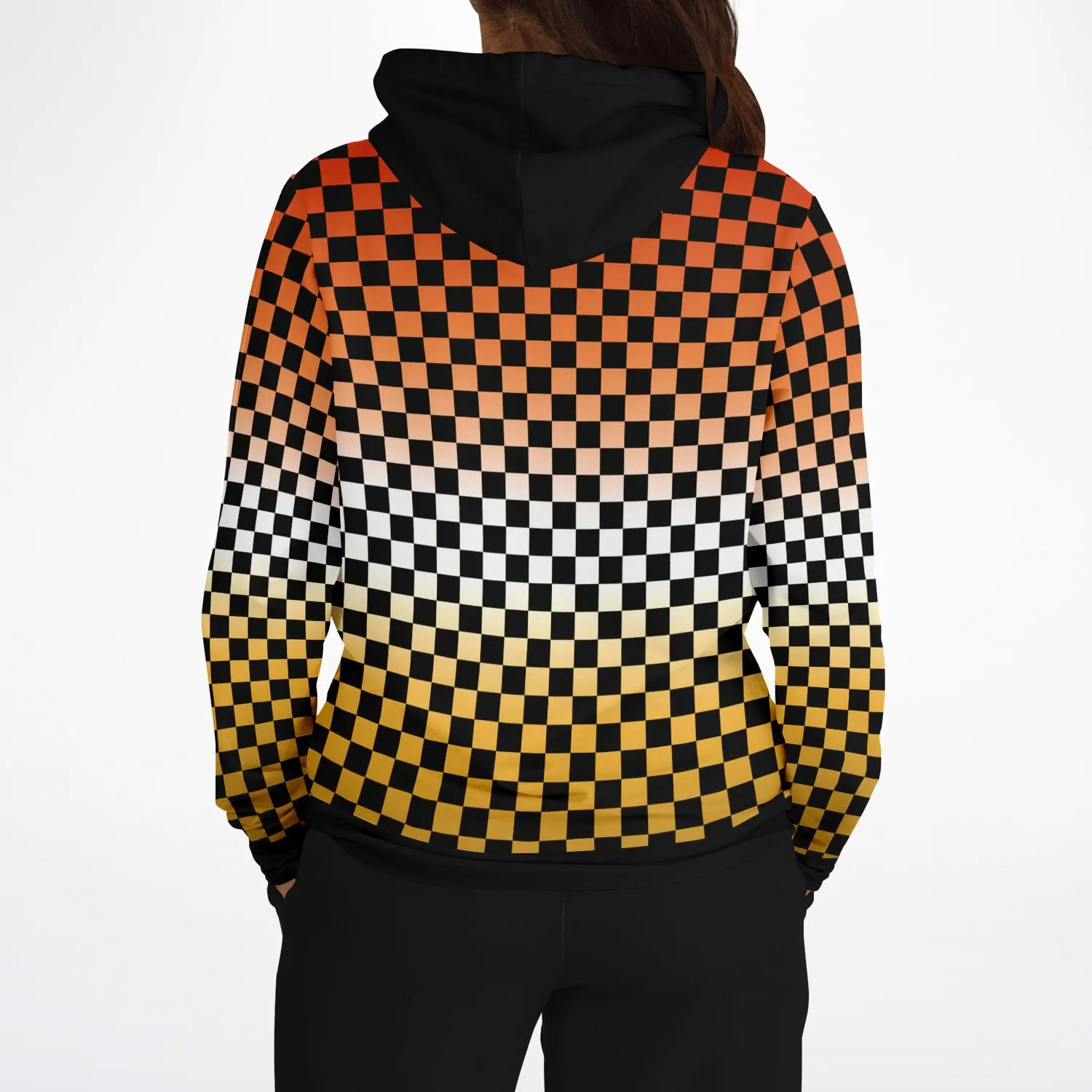 Butch Lesbian Pride Black Contrast Checkered Pullover Hoodie