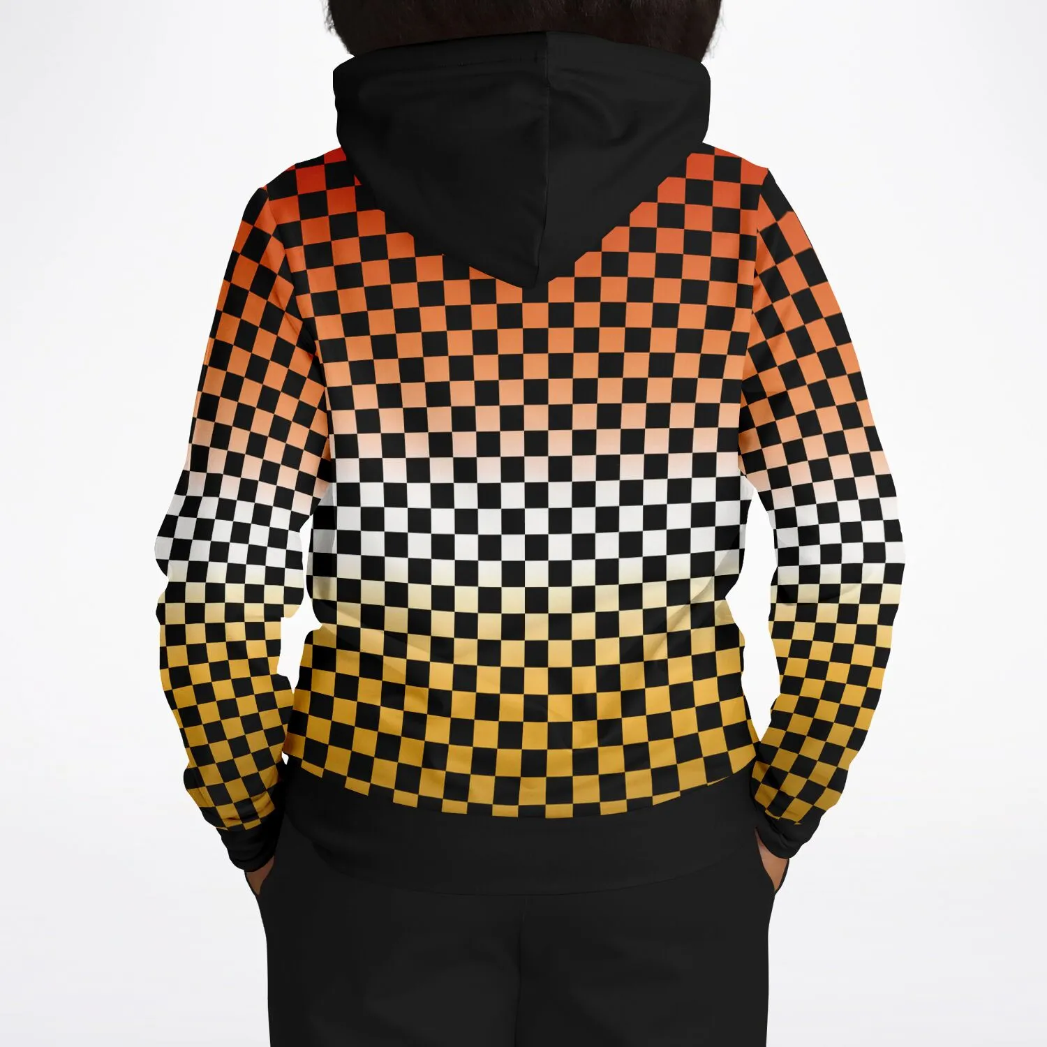 Butch Lesbian Pride Black Contrast Checkered Pullover Hoodie