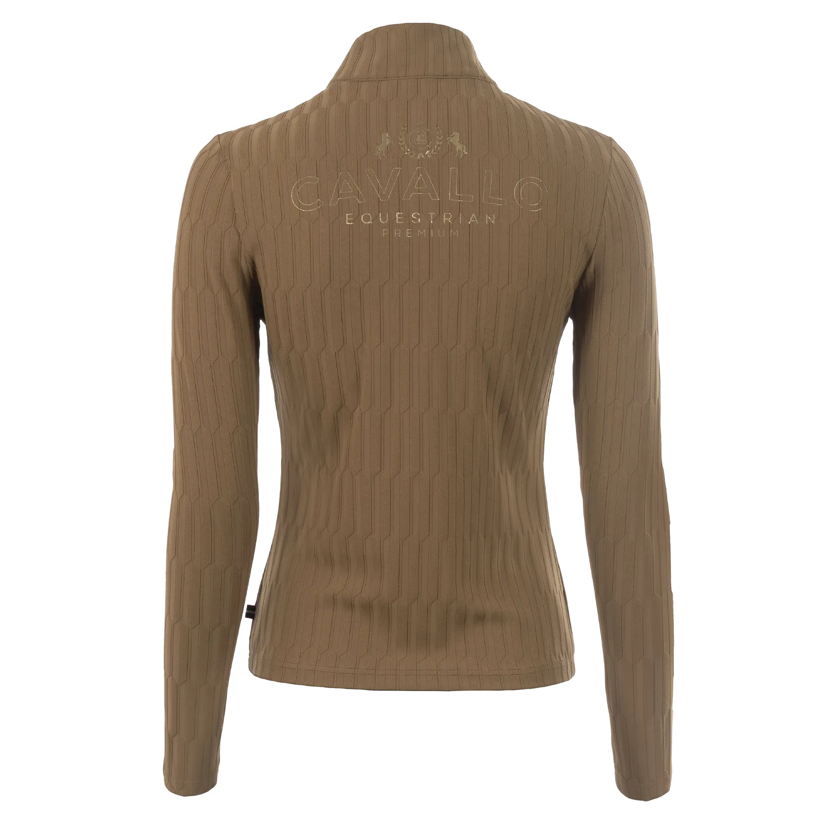 Cavallo CavalLibra Ladies 1/2 Zip Long Sleeve Training Shirt, Dark Caramel