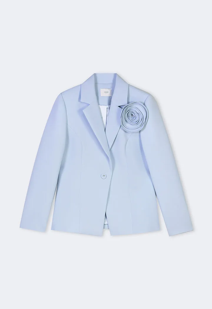 Choice Solid Single Breasted Blazer Blue