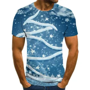 Christmas T-shirt Men New Year Shirt Print Cloud Tshirts Casual Snowflake Tshirts Novelty