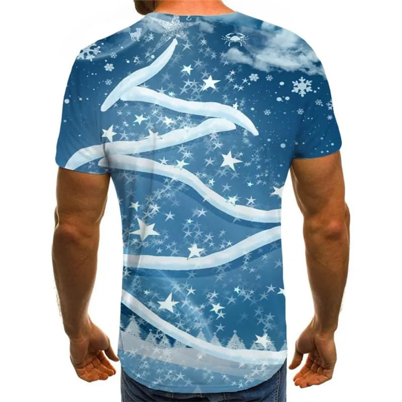 Christmas T-shirt Men New Year Shirt Print Cloud Tshirts Casual Snowflake Tshirts Novelty