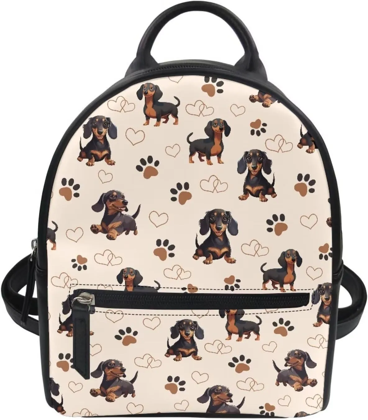 Cozeyat Dachshund Mini Backpack for Women Leather Waterproof Stylish Daypack Purse Shoulder Bag Lightweight Small Casual Daily Travel Backpack Lady Girls Gifts for Work School