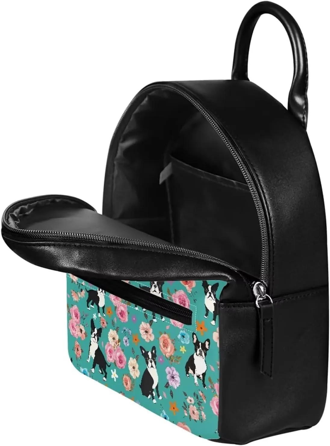 Cozeyat Floral Corgi Dog Mini Backpack for Women Girls Cute Small Backpack Purse Leather Bookbag Satchel Bag Ladies Fahsion Shoulder Handbag Casual Travel Daypack
