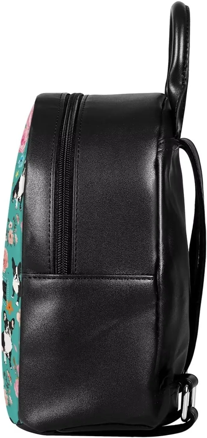 Cozeyat Floral Corgi Dog Mini Backpack for Women Girls Cute Small Backpack Purse Leather Bookbag Satchel Bag Ladies Fahsion Shoulder Handbag Casual Travel Daypack
