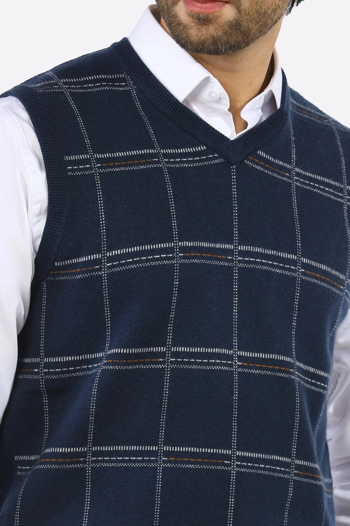 Dark Blue V-Neck Gents Sweater