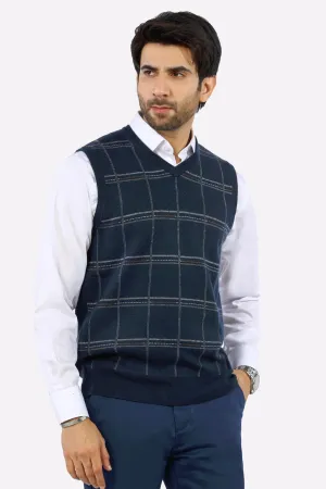 Dark Blue V-Neck Gents Sweater