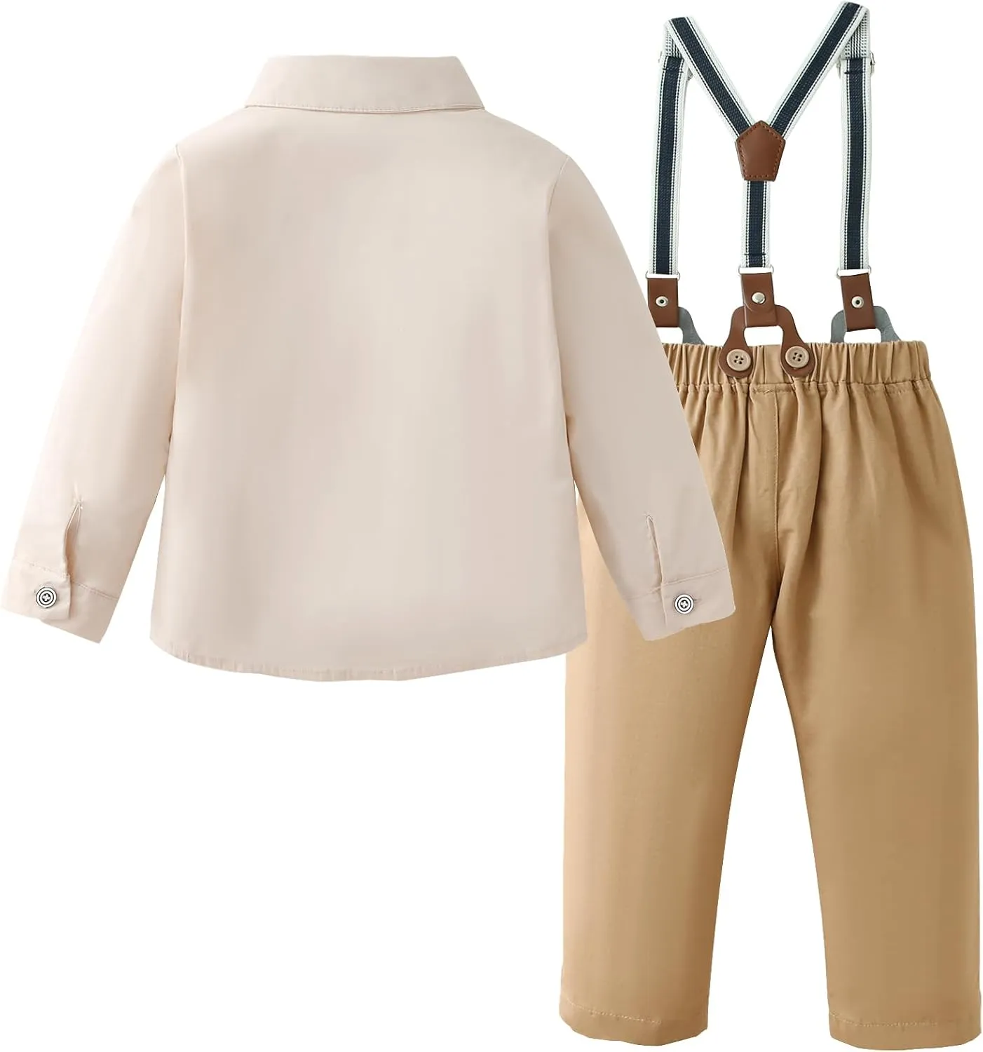 DISAUR Boy Suits Boys Wedding Outfit Dress Shirt with Bowtie/Suspender Pants for Formal Occasion 6-10 Years