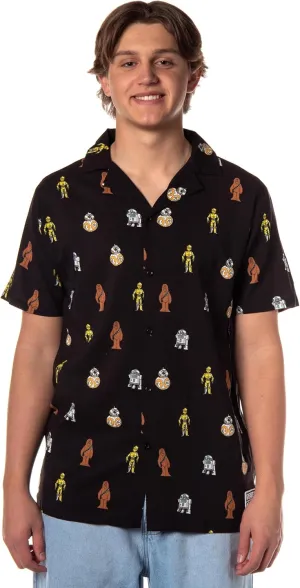 Disney Star Wars Men's Greatest in The Galaxy Adult Button Up Camp Shirt