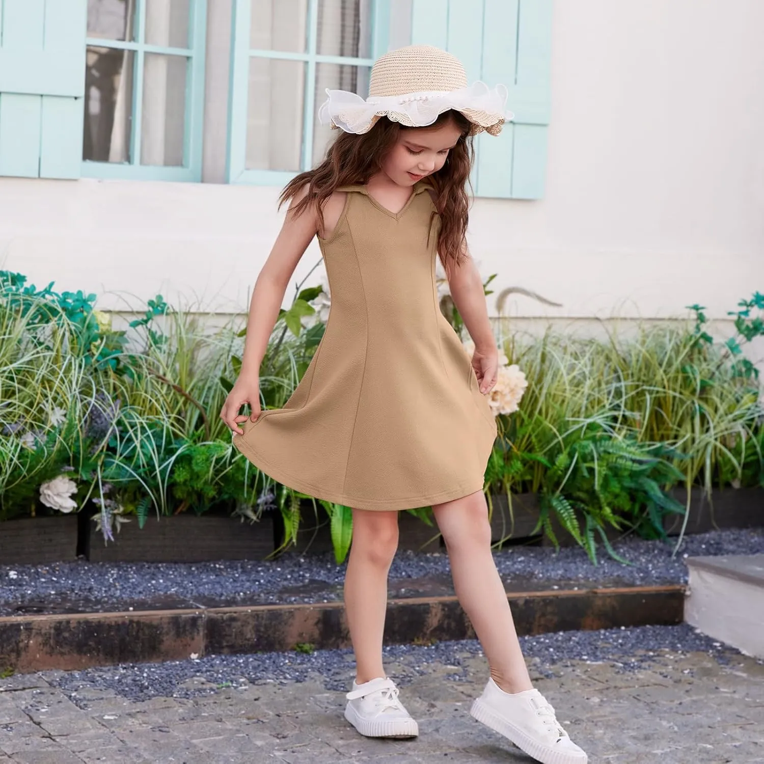 DREAM BUS Baby Girls Sleeveless Dress Toddler Girls Summer Dress A-Line Holiday Sundress for Little Girls Toddler Beach Dress