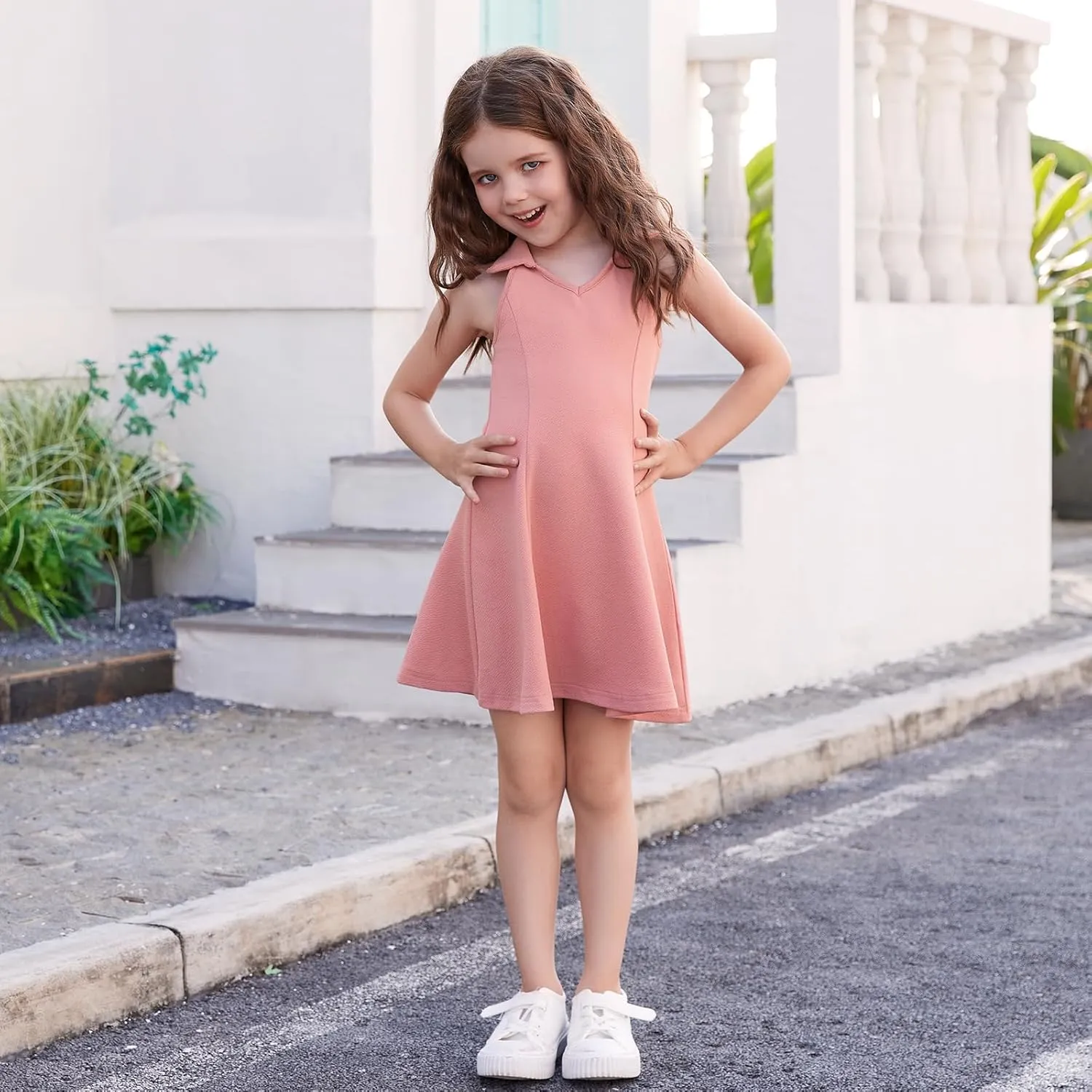 DREAM BUS Baby Girls Sleeveless Dress Toddler Girls Summer Dress A-Line Holiday Sundress for Little Girls Toddler Beach Dress
