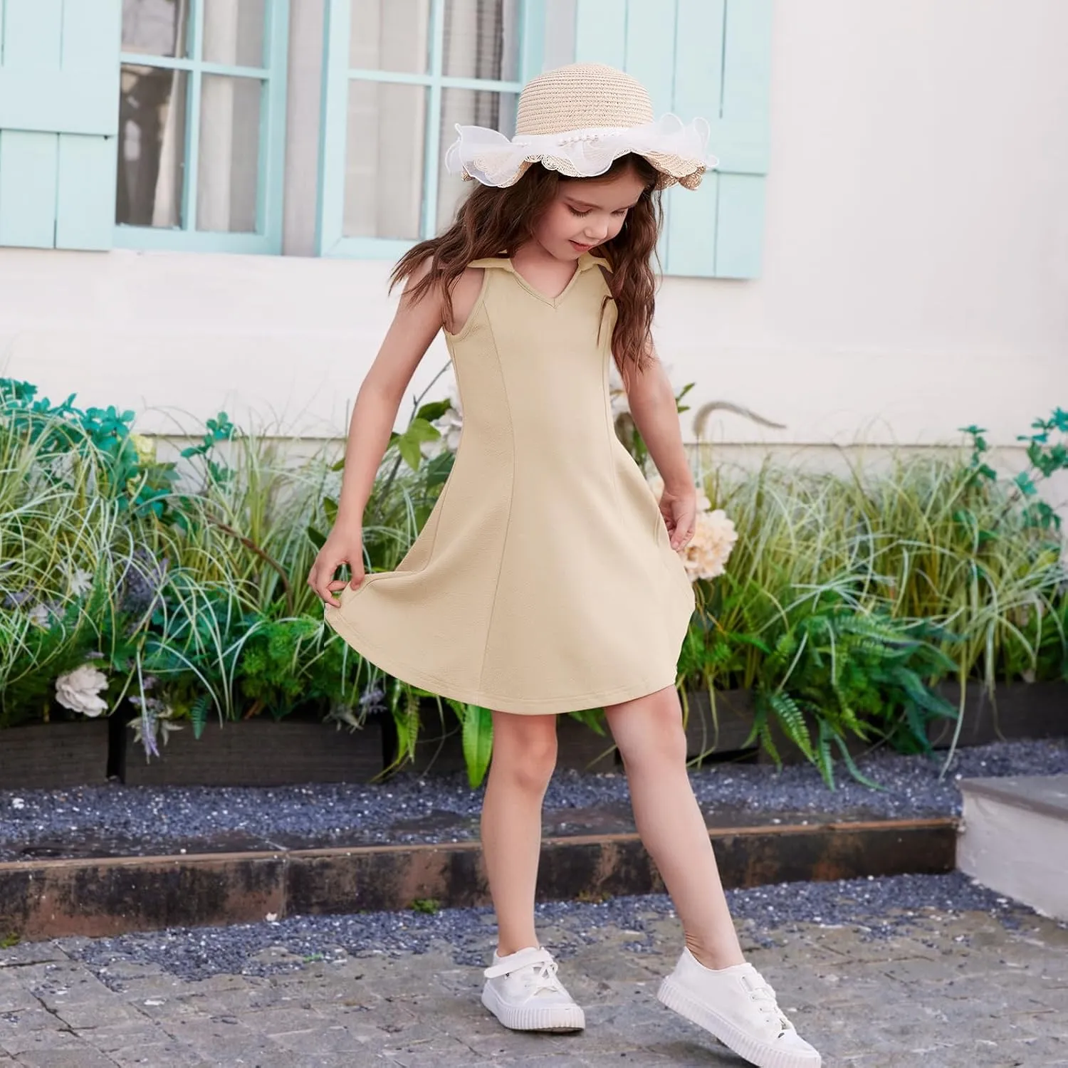 DREAM BUS Baby Girls Sleeveless Dress Toddler Girls Summer Dress A-Line Holiday Sundress for Little Girls Toddler Beach Dress