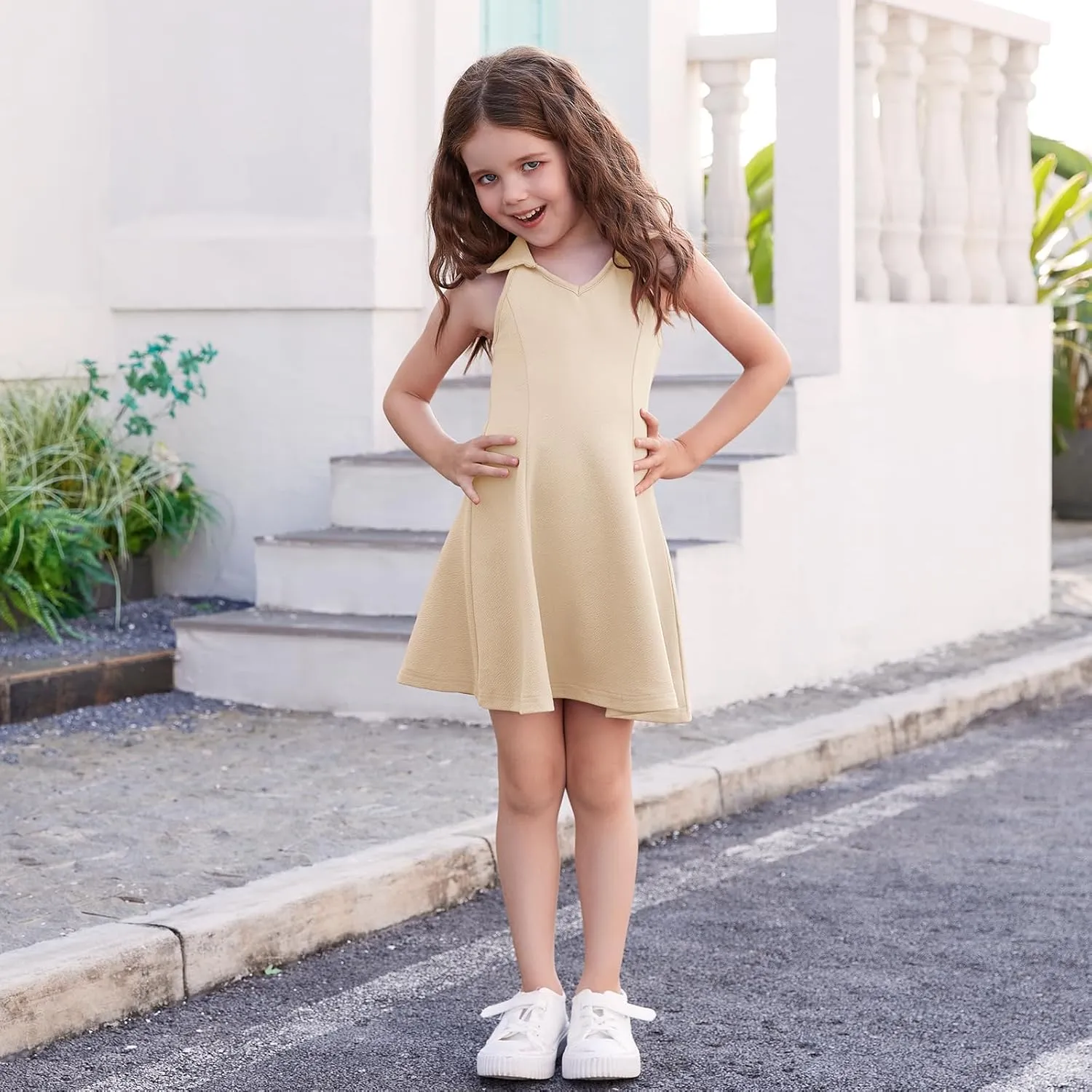 DREAM BUS Baby Girls Sleeveless Dress Toddler Girls Summer Dress A-Line Holiday Sundress for Little Girls Toddler Beach Dress