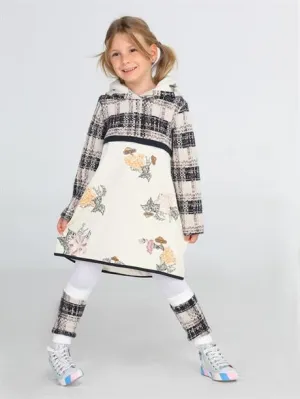 ekose baskili hoodie kiz elbise   tozluk takim