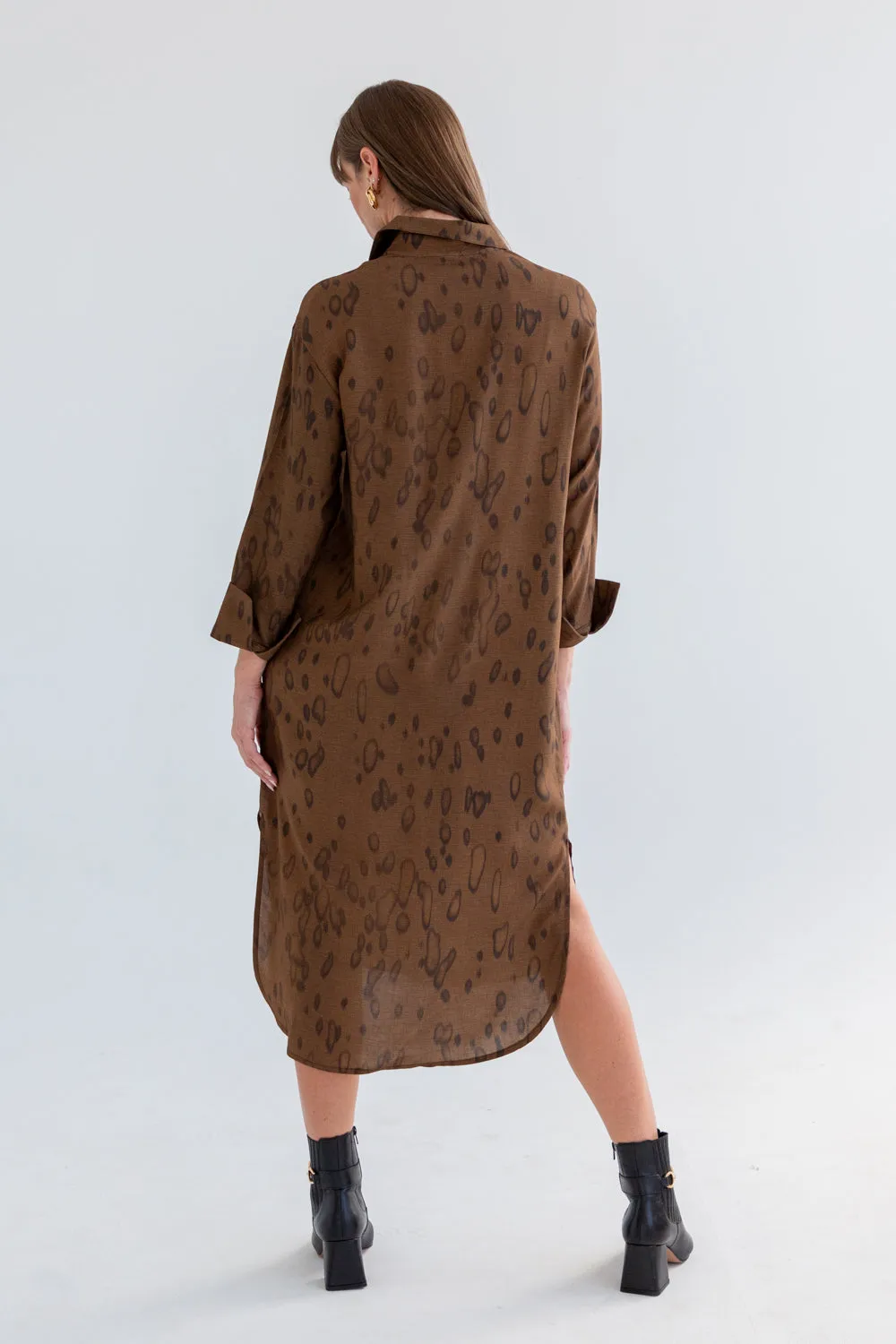 Evie Dress Brown Animal Print
