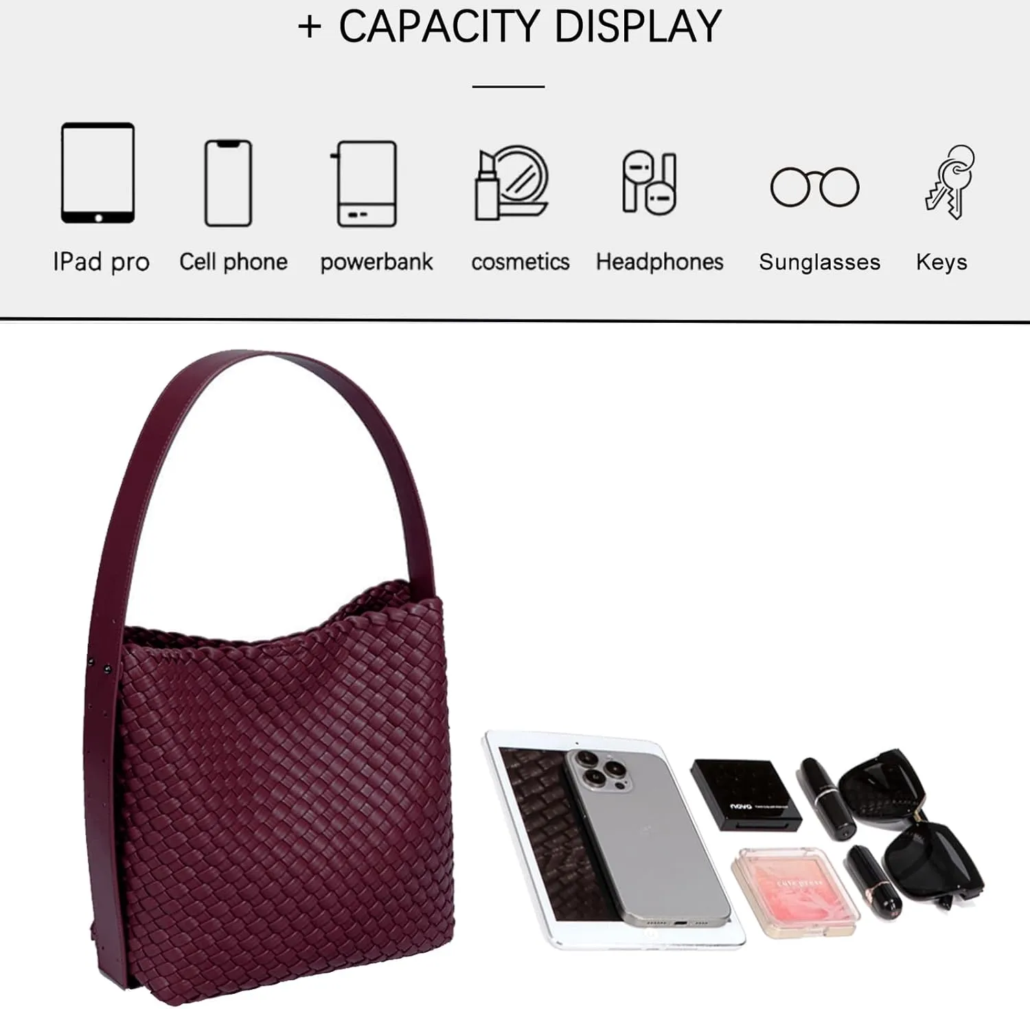 Fashion Woven Tote Bag for Women, Female Hobo Bag, Beach Handbag Purse, Travel Shoulder Bag with Adjustable Strap