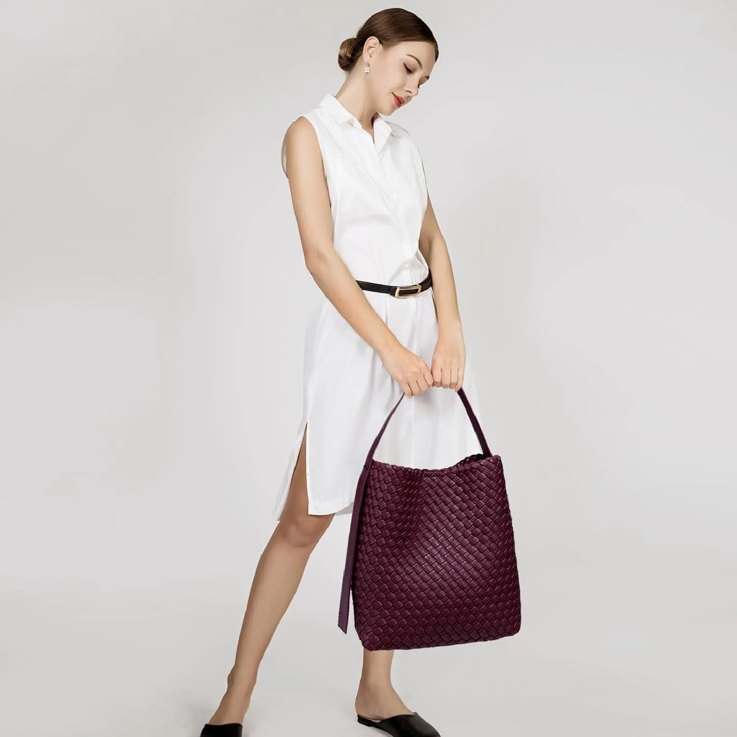 Fashion Woven Tote Bag for Women, Female Hobo Bag, Beach Handbag Purse, Travel Shoulder Bag with Adjustable Strap