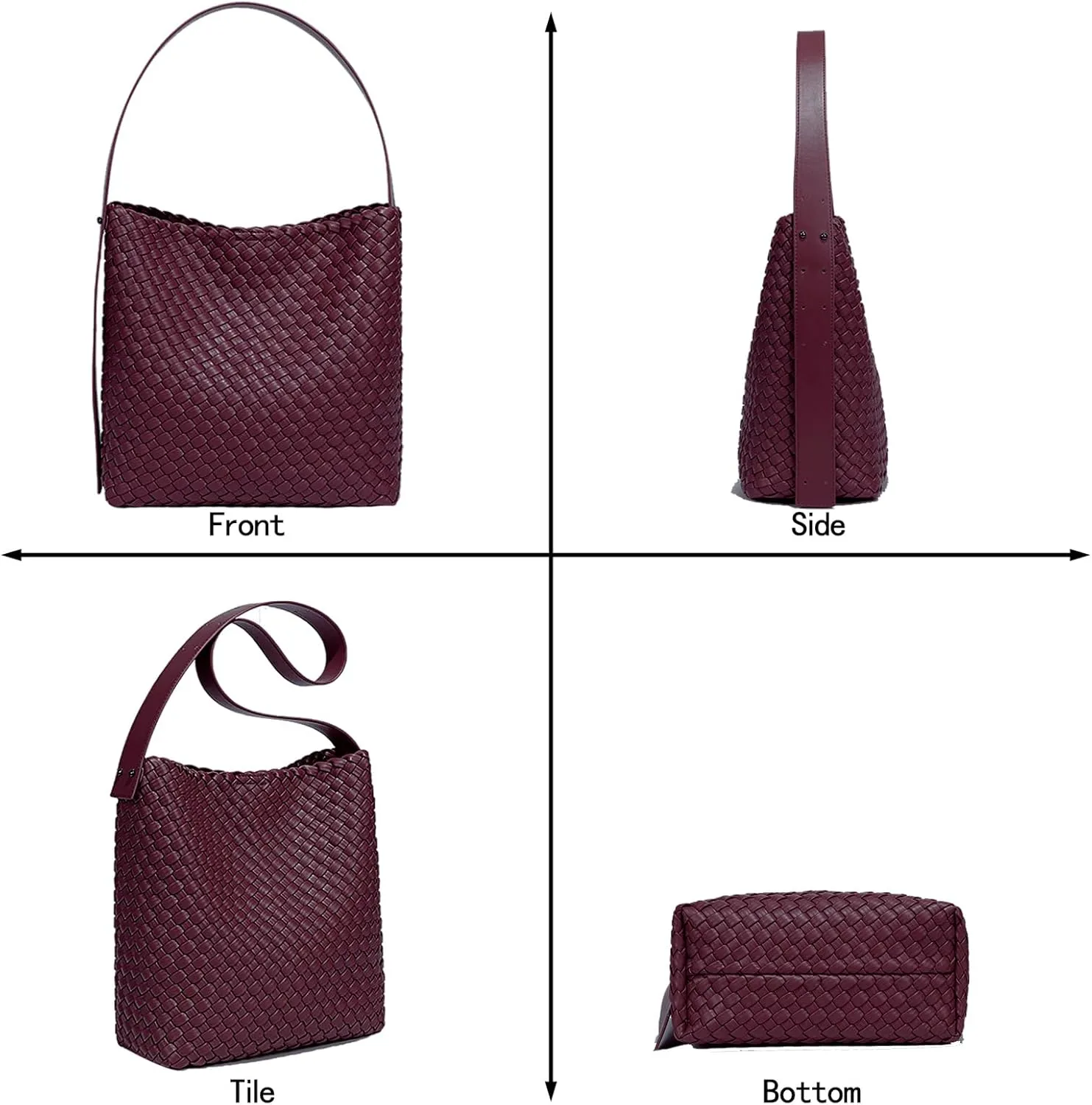 Fashion Woven Tote Bag for Women, Female Hobo Bag, Beach Handbag Purse, Travel Shoulder Bag with Adjustable Strap