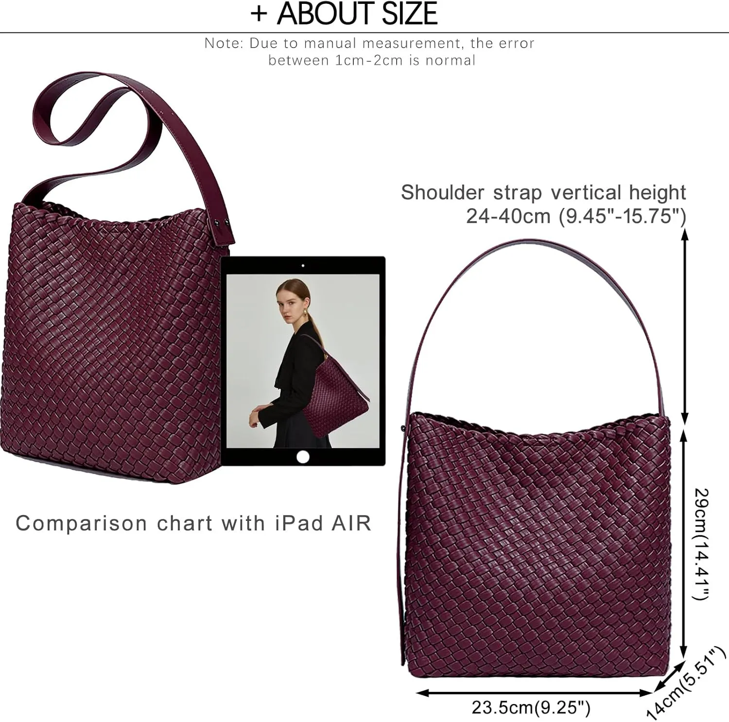 Fashion Woven Tote Bag for Women, Female Hobo Bag, Beach Handbag Purse, Travel Shoulder Bag with Adjustable Strap