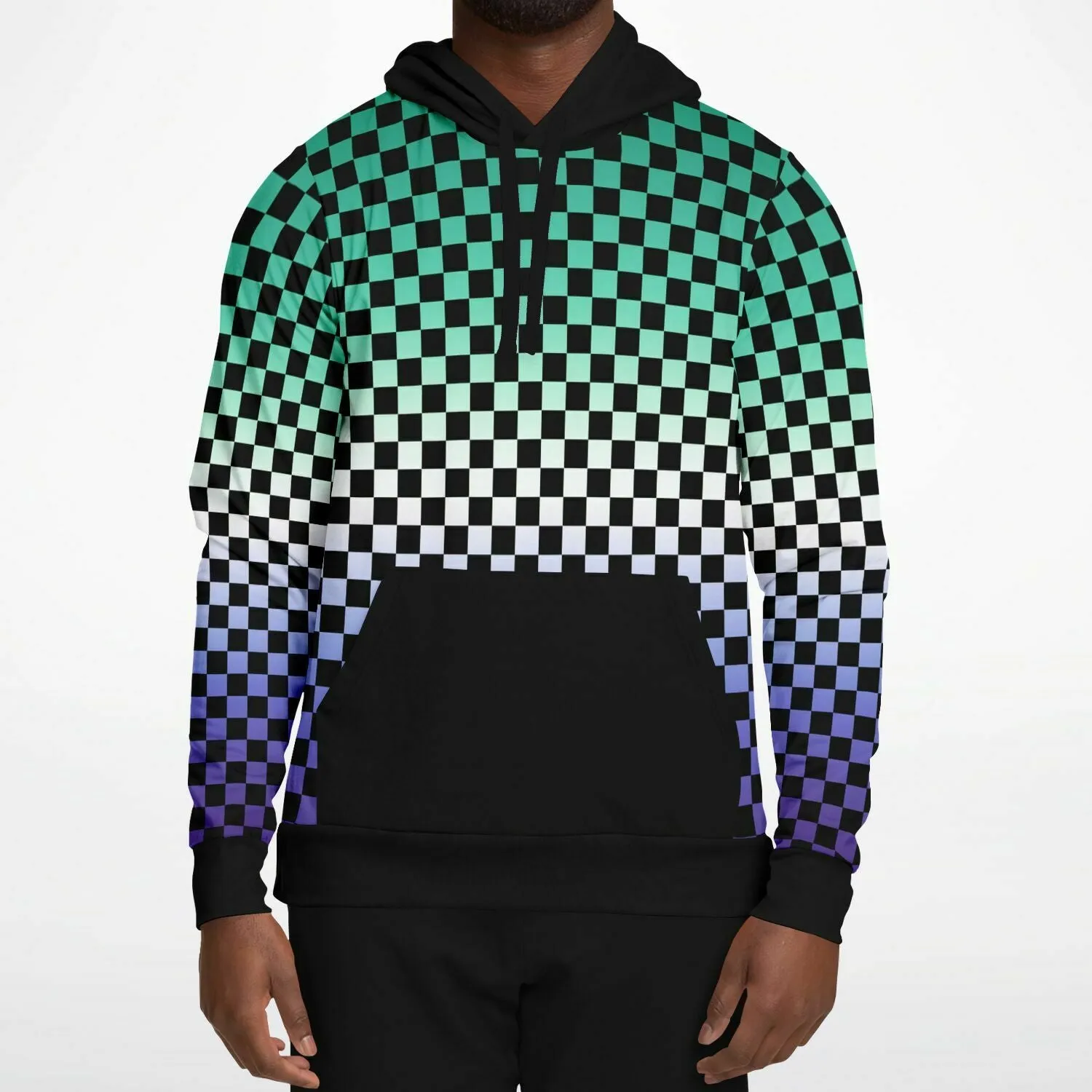 Gay Vincian Pride Black Contrast Checkered Pullover Hoodie