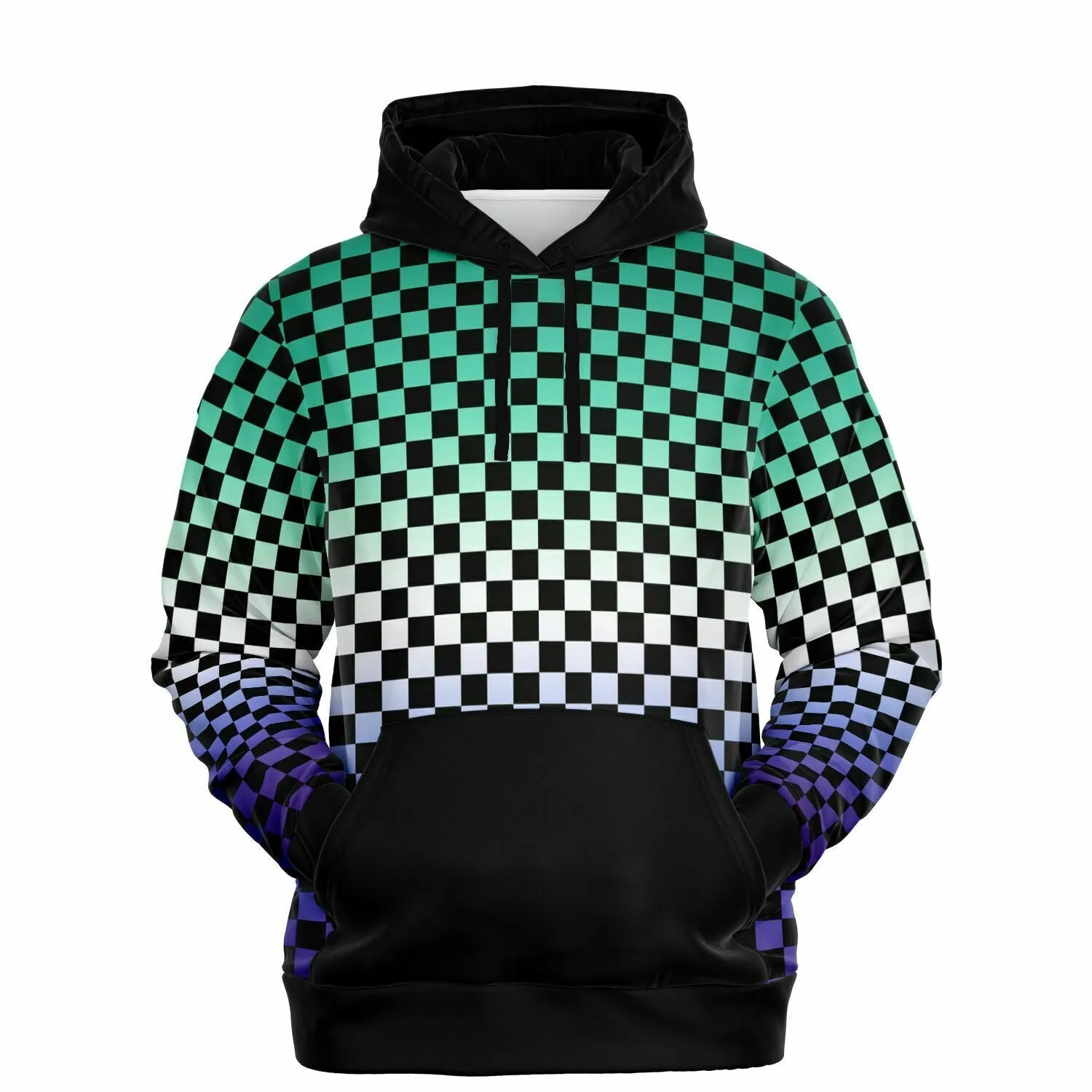 Gay Vincian Pride Black Contrast Checkered Pullover Hoodie