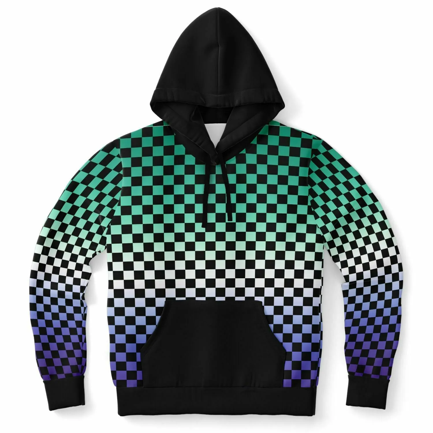 Gay Vincian Pride Black Contrast Checkered Pullover Hoodie