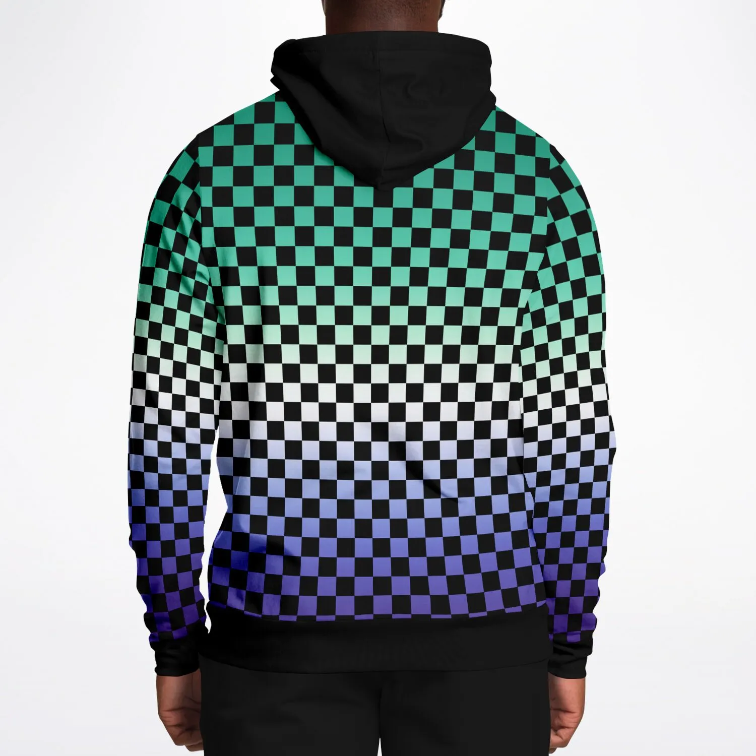 Gay Vincian Pride Black Contrast Checkered Pullover Hoodie