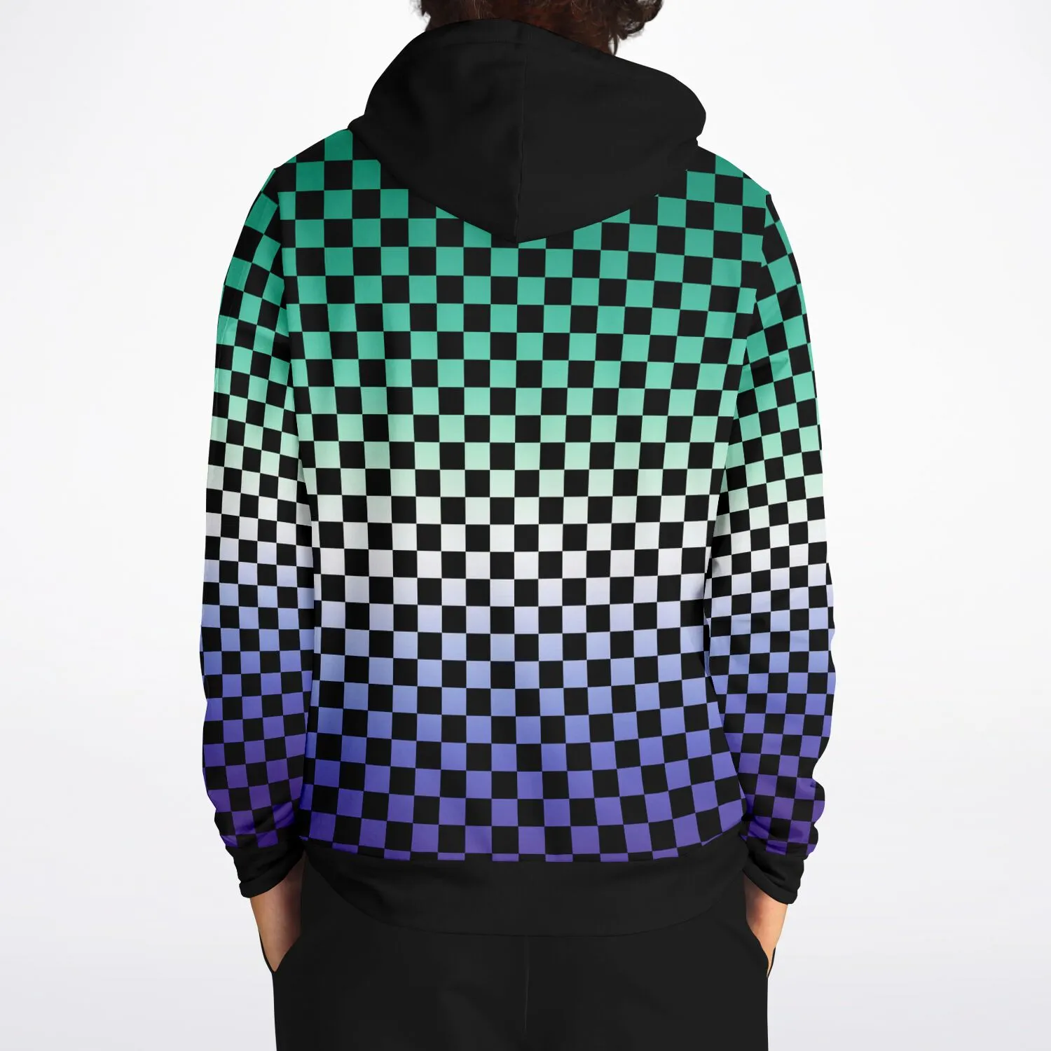 Gay Vincian Pride Black Contrast Checkered Pullover Hoodie