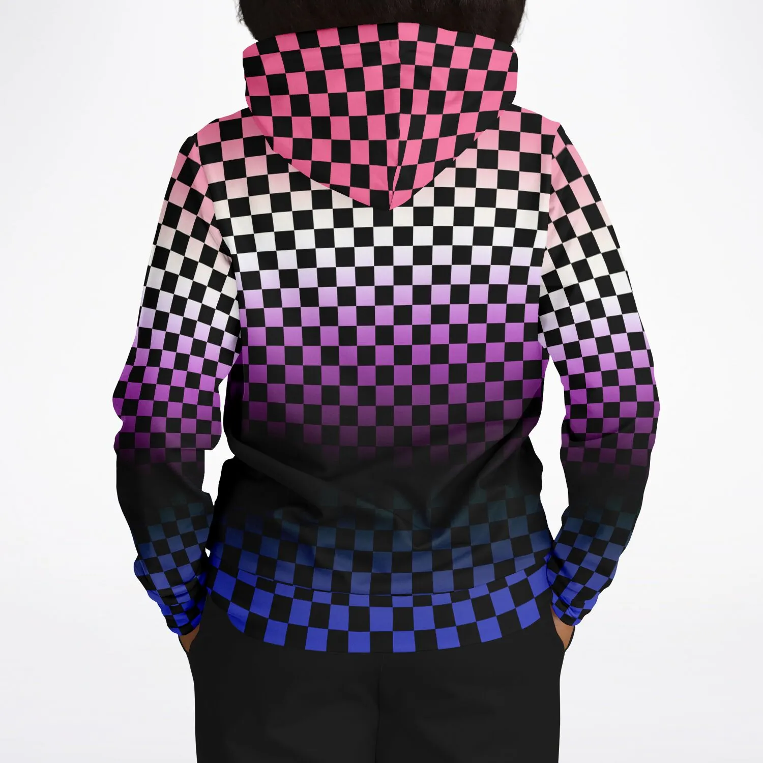 Genderfluid Pride Black Checkered Pullover Hoodie