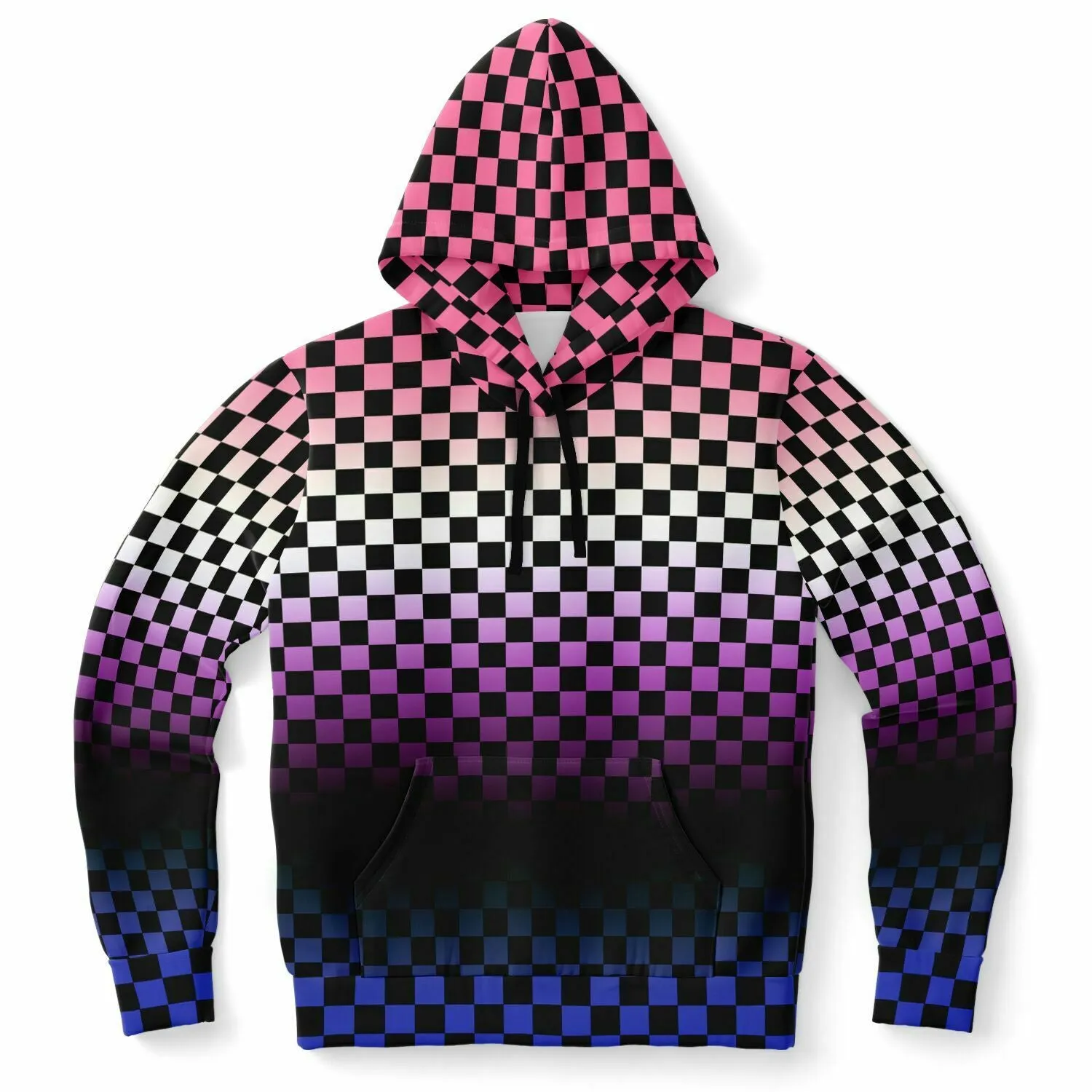 Genderfluid Pride Black Checkered Pullover Hoodie