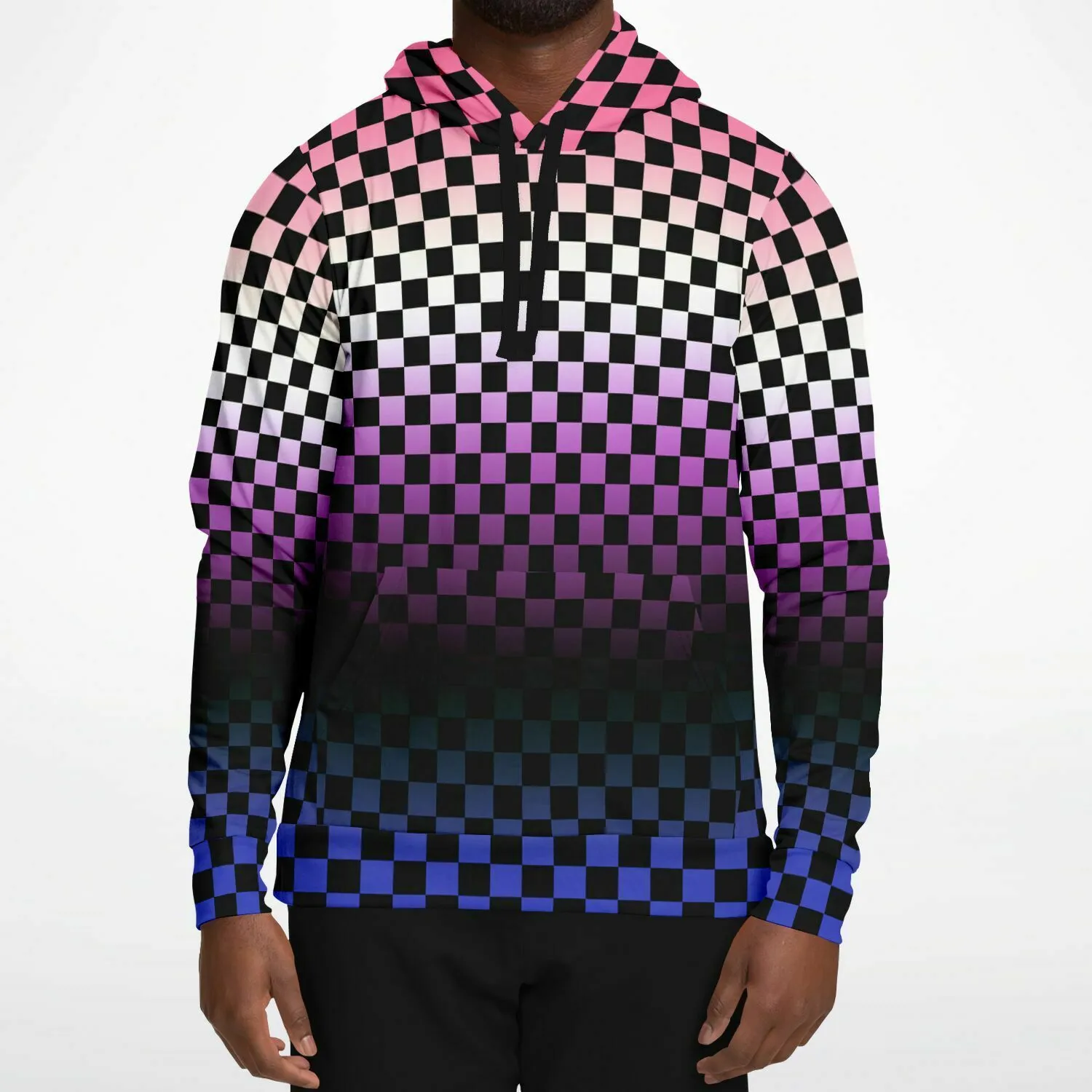 Genderfluid Pride Black Checkered Pullover Hoodie