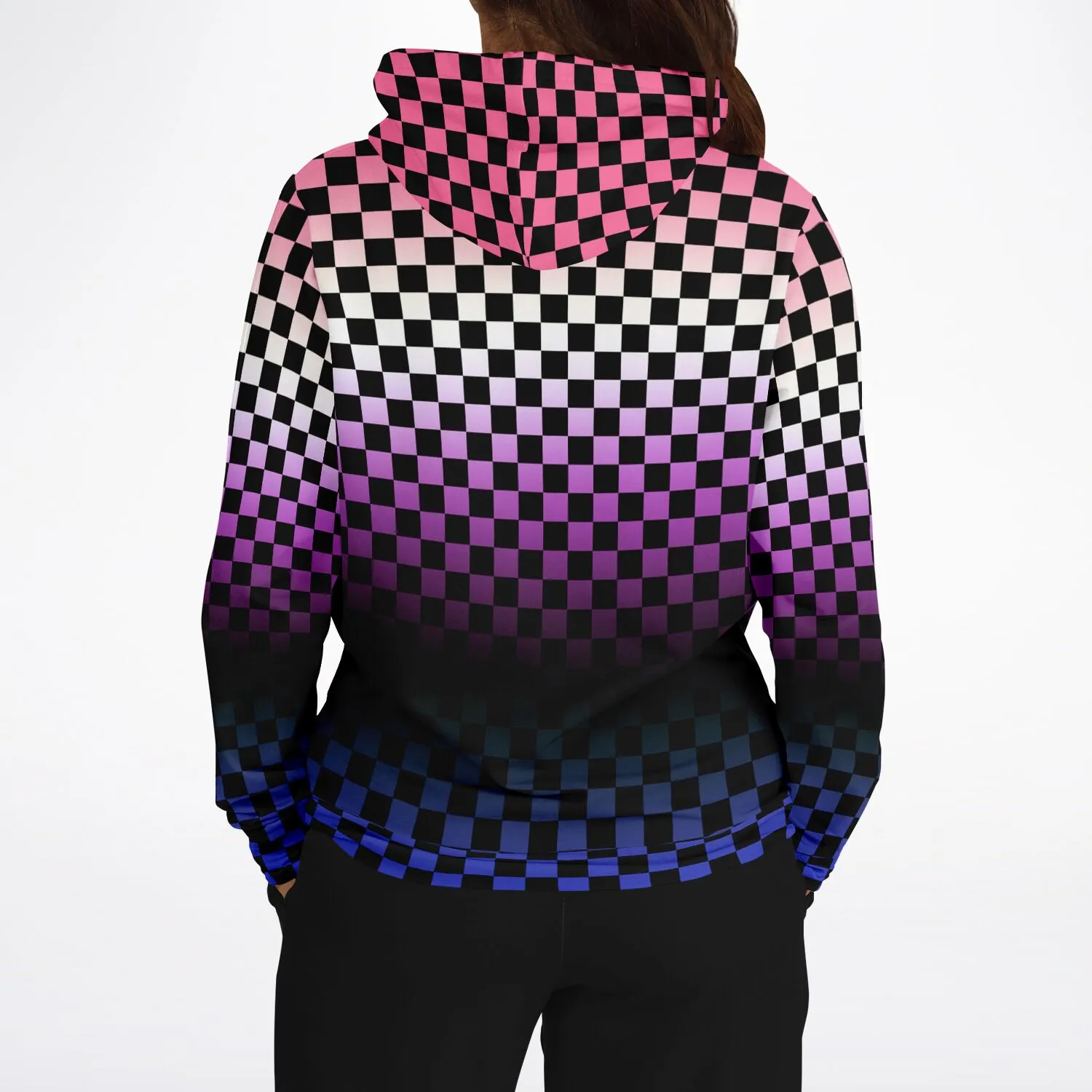 Genderfluid Pride Black Checkered Pullover Hoodie