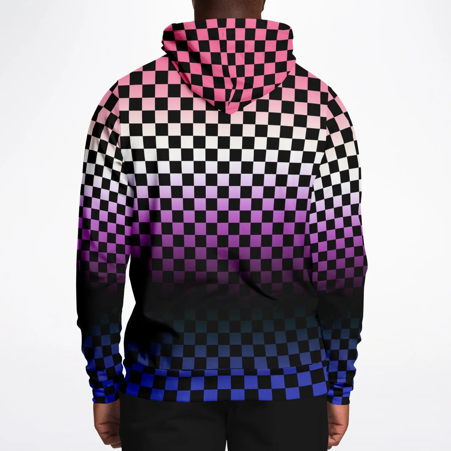 Genderfluid Pride Black Checkered Pullover Hoodie