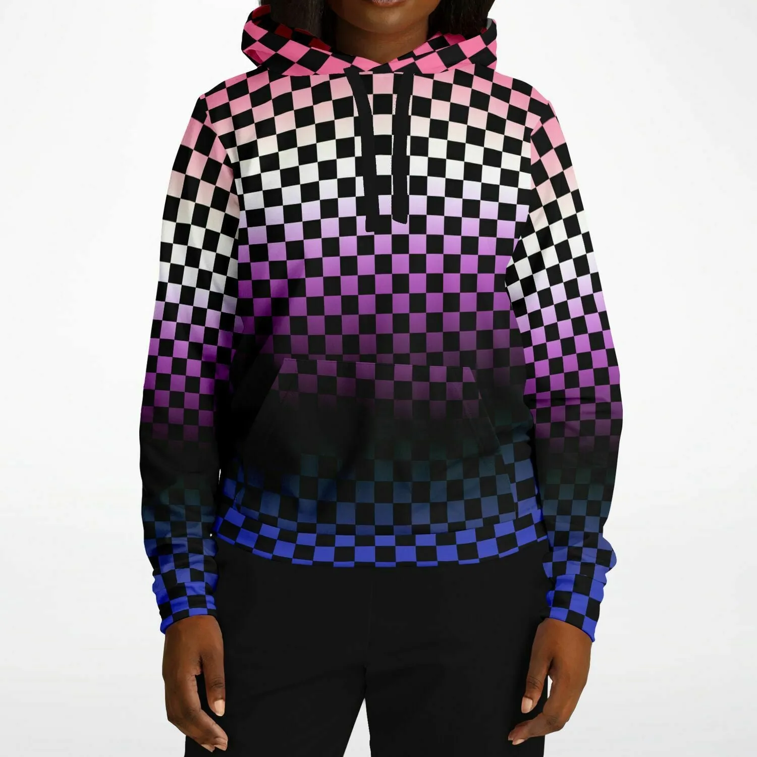 Genderfluid Pride Black Checkered Pullover Hoodie