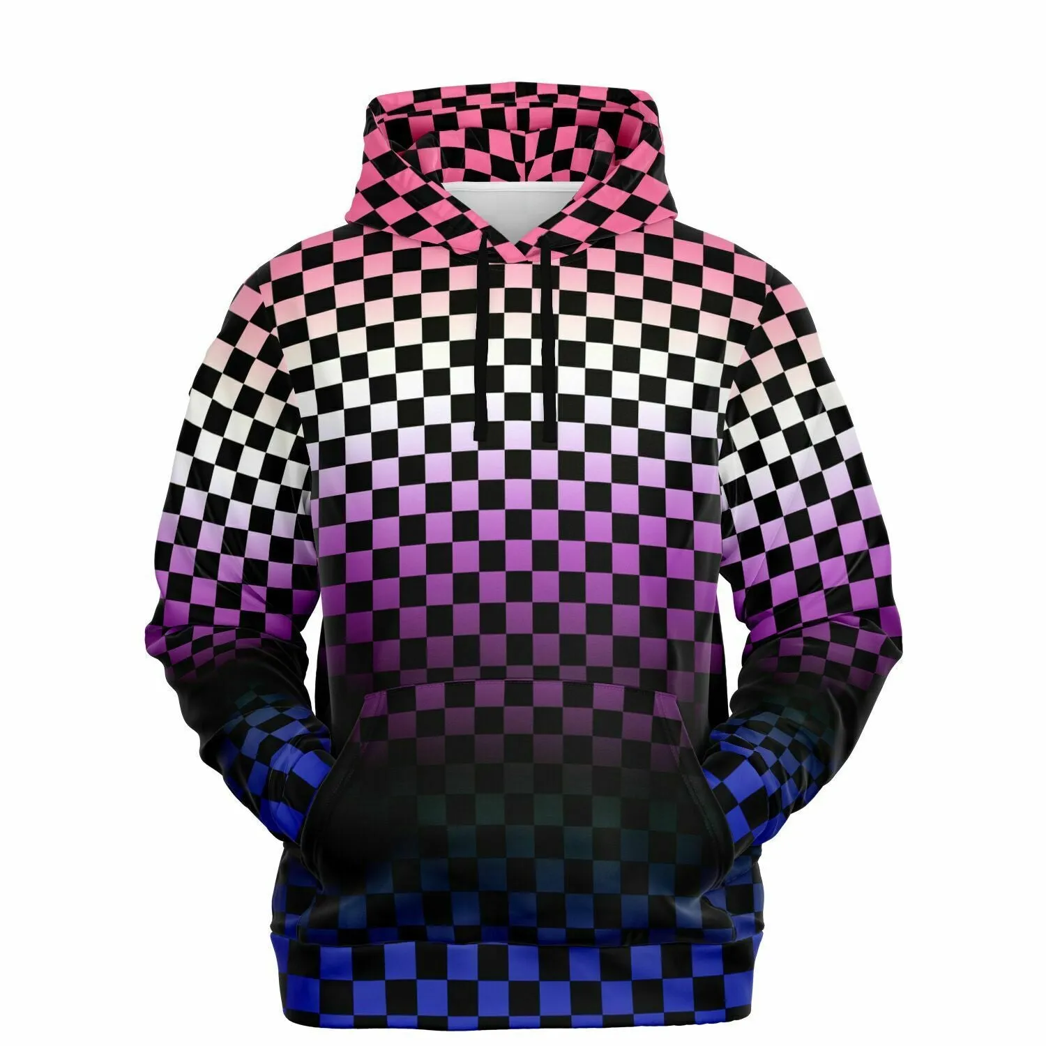 Genderfluid Pride Black Checkered Pullover Hoodie