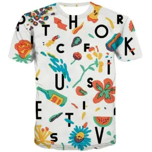 Graffiti T shirts Men Food Tshirt Printed Character Shirt Print White Tshirts Novelty Harajuku T-shirts 3d Short Sleeve Hip hop