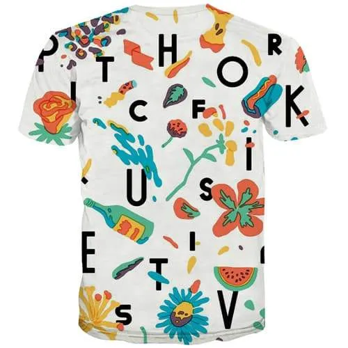 Graffiti T shirts Men Food Tshirt Printed Character Shirt Print White Tshirts Novelty Harajuku T-shirts 3d Short Sleeve Hip hop