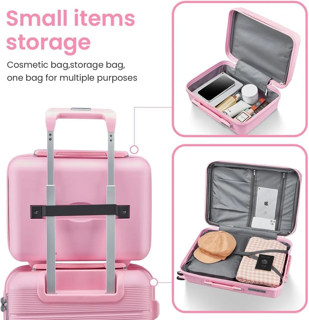Hardside Expandable Spinner Wheel Luggage, Expandable Carry On Luggage Set with Spinner Wheels, Hard Shell Luggage Sets With TSA Lock, 4-Piece Set (14/20/24/28) (StyleA-Pink)