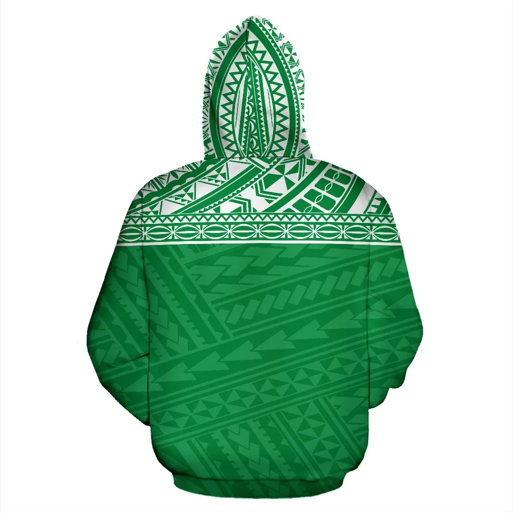 Hawaii Polynesian All Over Print Green Pullover Hoodie BN04